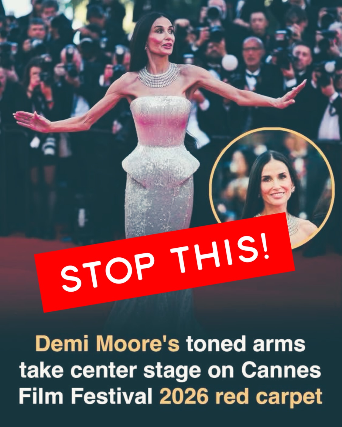 Dear Media,
Please stop. This is not toned. This is not what women or girls need to see & aim to be. This is not normal and this is not average. 
Her “toned arms” did not take centre stage…her emaciated appearance and bones raised concern.
Strong not skinny is still where we are going….lets show that and not let girls and women slide back into the waif trend from the 90s that was so dangerous and damaging. 
When you know better, you do better…and after that era we know better - please bring attention to healthy. 
And while we are at it, let’s make sure men & boys know too.
Signed,
A woman and mom of two strong, beautiful girls 🩷